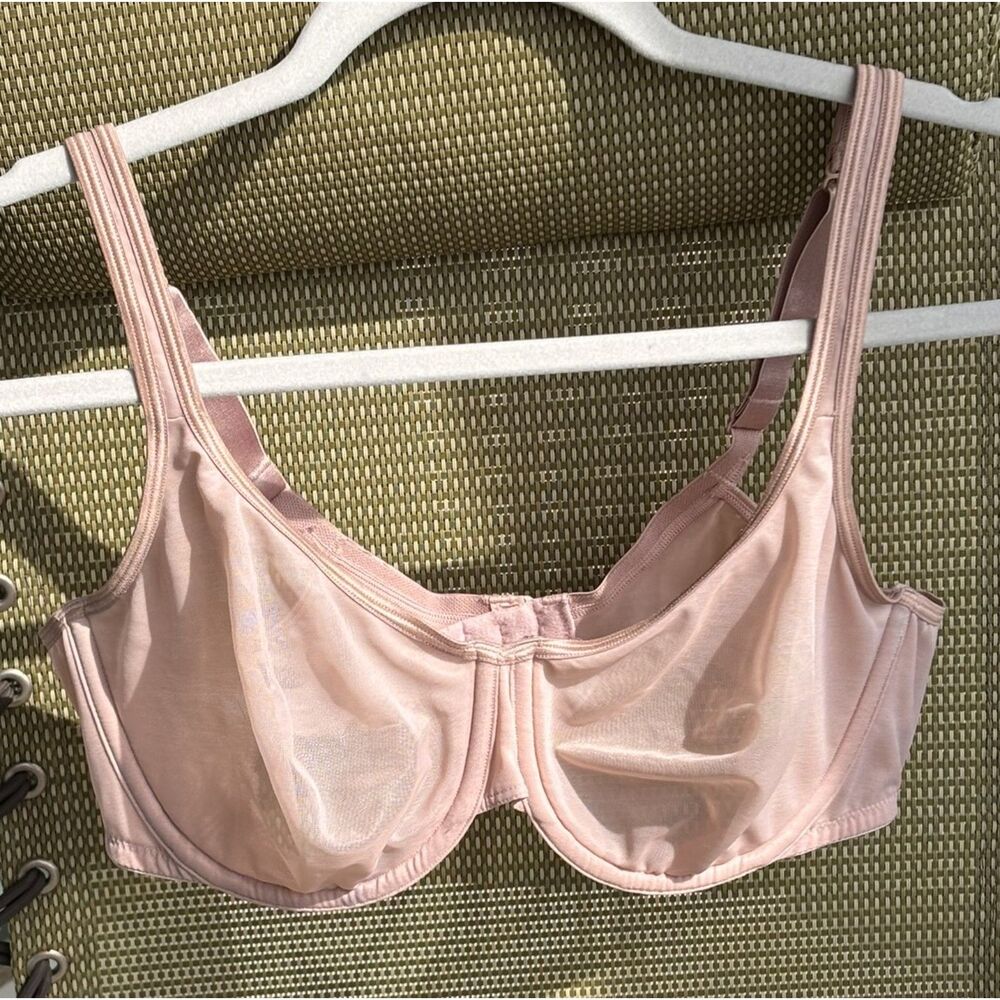 Cacique 38D Nude Sheer Unlined Underwire Bra Adjustable Straps